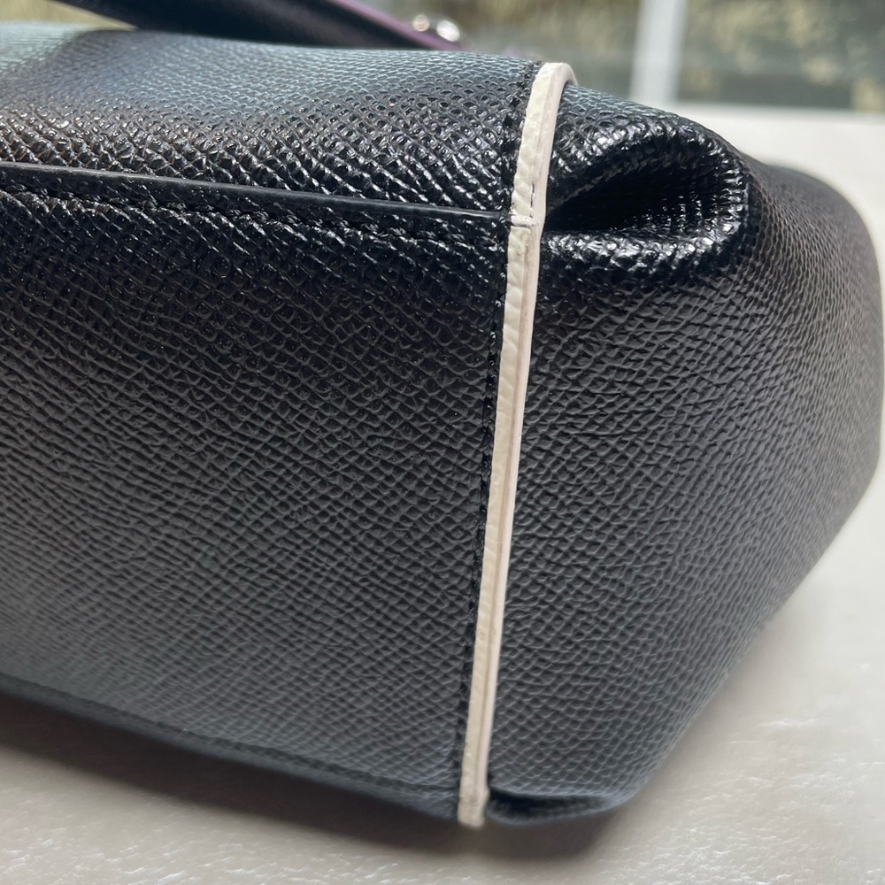 Coach Christie Carryall Black Crossgrain Leather with Pink/Magenta Piping NWOT - Picture 14 of 17